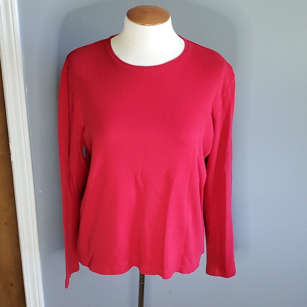 White Stag classic red long-sleeve cotton tee Lg